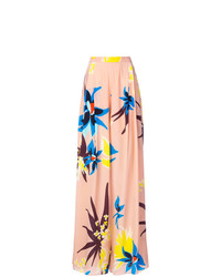 Розовые широкие брюки с цветочным принтом от DELPOZO