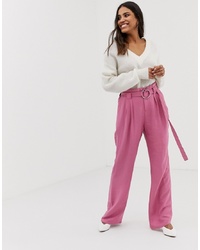 Розовые широкие брюки от Vila