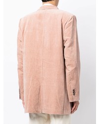 Мужской розовый бархатный двубортный пиджак от Uma Wang