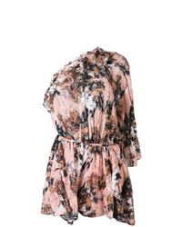 Розовый бархатный комбинезон с шортами с принтом