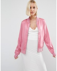 Женский розовый бомбер с вышивкой от Daisy Street