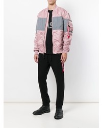 Мужской розовый бомбер от Alpha Industries