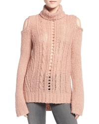 Розовый вязаный вязаный свитер