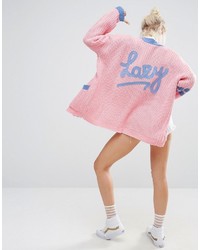 Женский розовый вязаный кардиган от Lazy Oaf