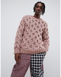 Мужской розовый вязаный свитер от ASOS DESIGN