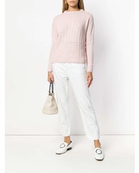 Женский розовый вязаный свитер от Loro Piana