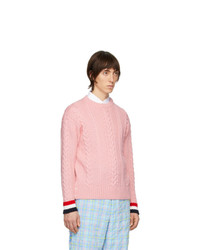 Мужской розовый вязаный свитер от Thom Browne