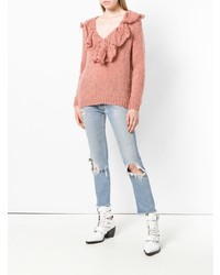Женский розовый вязаный свитер от Mes Demoiselles