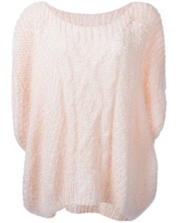 Розовый вязаный свободный свитер от Mes Demoiselles