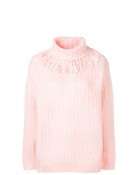 Розовый вязаный свободный свитер от Miu Miu