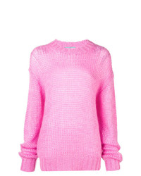 Розовый вязаный свободный свитер от Prada