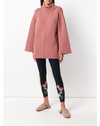 Розовый вязаный свободный свитер от Fine Edge