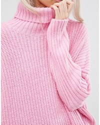 Розовый вязаный свободный свитер от Weekday