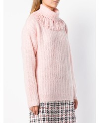 Розовый вязаный свободный свитер от Miu Miu