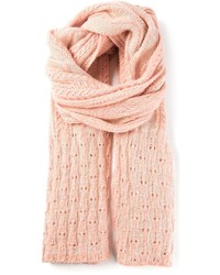 Розовый вязаный шарф
