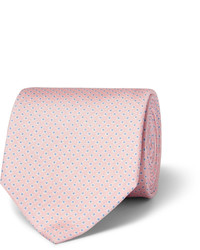 Мужской розовый галстук в горошек