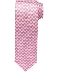Розовый галстук с узором "гусиные лапки"