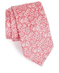 Розовый галстук с цветочным принтом