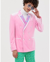 Мужской розовый двубортный пиджак от ASOS Edition