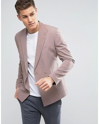 Мужской розовый двубортный пиджак от Asos