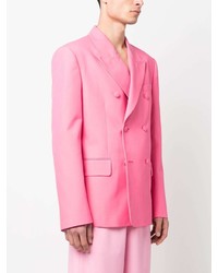 Мужской розовый двубортный пиджак от Palm Angels