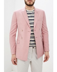 Мужской розовый двубортный пиджак от Topman