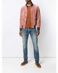 Мужской розовый замшевый бомбер от Tom Ford