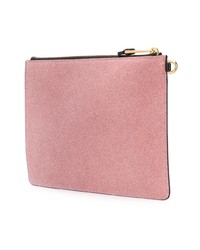 Розовый кожаный клатч с принтом от Moschino