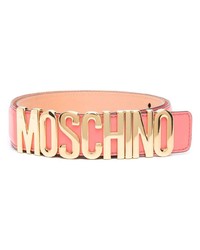 Мужской розовый кожаный ремень от Moschino