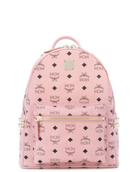 Женский розовый кожаный рюкзак с принтом от MCM