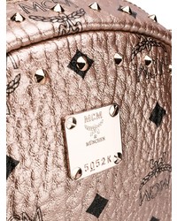 Женский розовый кожаный рюкзак с принтом от MCM