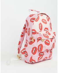 Женский розовый кожаный рюкзак с принтом от Mi-pac
