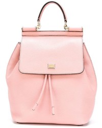 Женский розовый кожаный рюкзак от Dolce & Gabbana