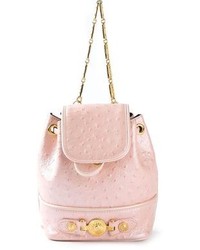 Женский розовый кожаный рюкзак от Versace