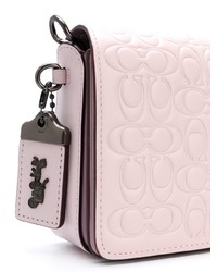 Розовый кожаный стеганый клатч от Coach