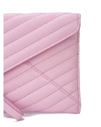 Розовый кожаный стеганый клатч от Rebecca Minkoff