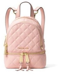 Розовый кожаный стеганый рюкзак