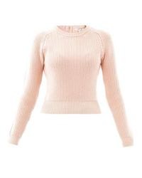 Розовый короткий свитер