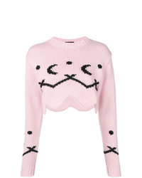 Розовый короткий свитер с принтом от Alanui