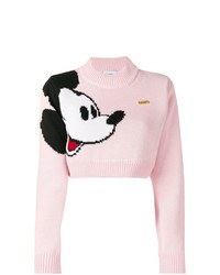 Розовый короткий свитер с принтом от Gcds