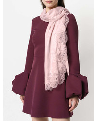 Женский розовый кружевной шарф от Valentino