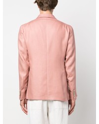 Мужской розовый льняной двубортный пиджак от Tagliatore