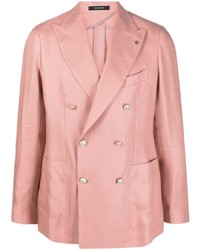 Мужской розовый льняной двубортный пиджак от Tagliatore