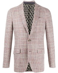 Мужской розовый льняной пиджак в шотландскую клетку от Etro