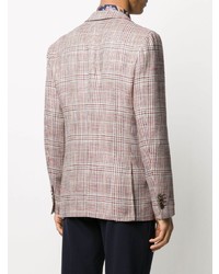 Мужской розовый льняной пиджак в шотландскую клетку от Etro