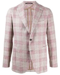 Мужской розовый льняной пиджак в шотландскую клетку от Tagliatore