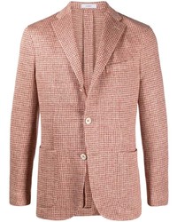 Мужской розовый льняной пиджак с узором "гусиные лапки" от Boglioli