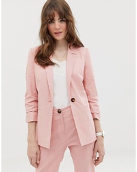 Женский розовый льняной пиджак от ASOS DESIGN