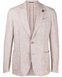 Мужской розовый льняной пиджак от Lardini
