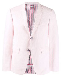 Мужской розовый пиджак в вертикальную полоску от Thom Browne